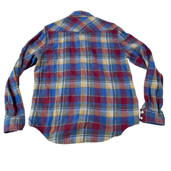 Lucky Brand Western Style Flannel Shirt Men’s Size Medium Red Plaid Cotton - Picture 5 of 5